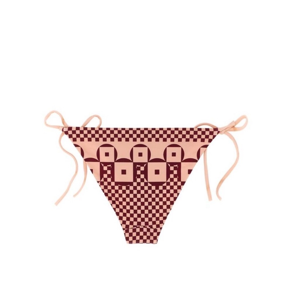Fendi bikini geometric-print tie-side bottoms size 44 (US 8) NWT pink burgundy - Picture 3 of 4